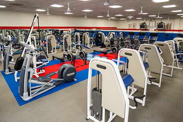 Gym equipment at the Florissant Valley Fitness Center