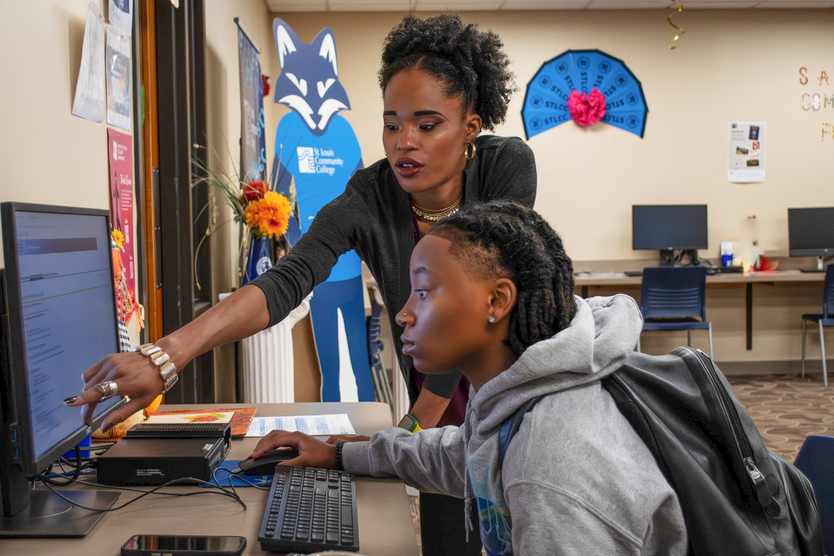 student registering for community college classes