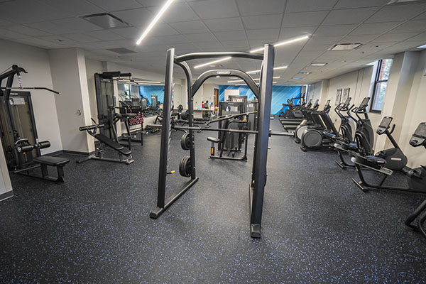 Gym equipment at the Florissant Valley Fitness Center