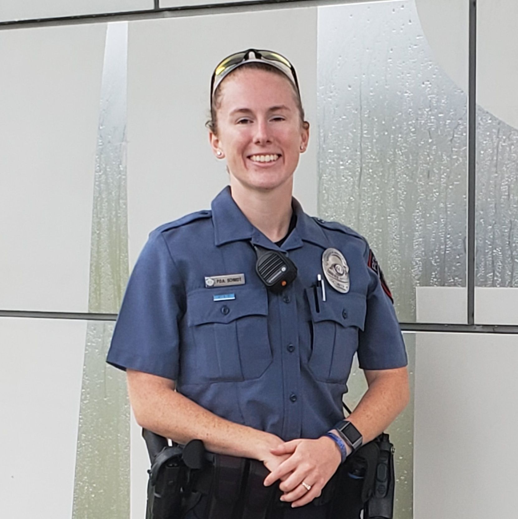Amanda Schmidt, a St. Louis Community College alum, is a police officer at University of Missouri-Saint Louis. 