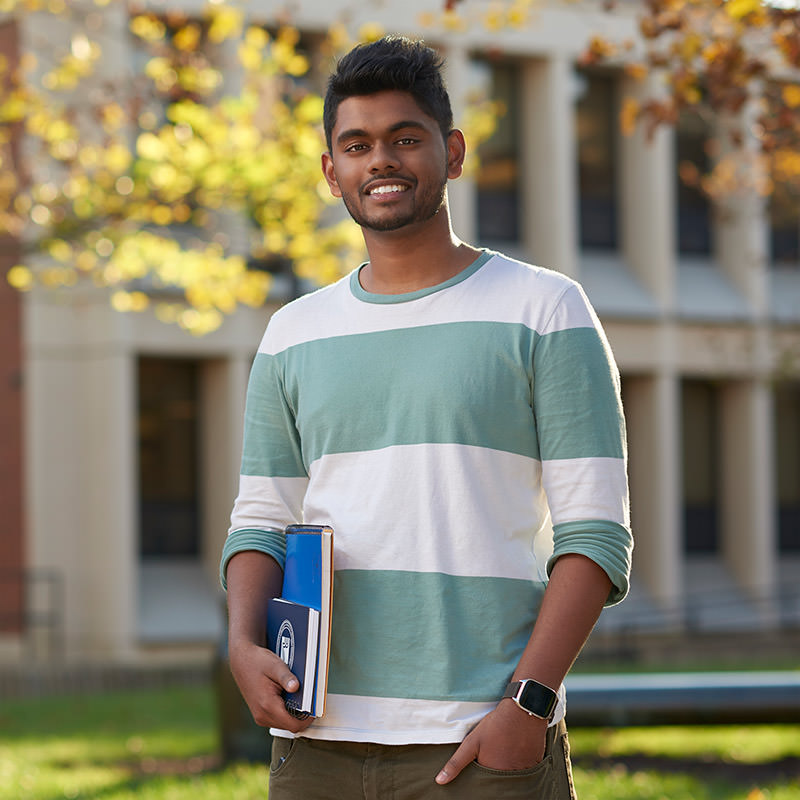 male student outside