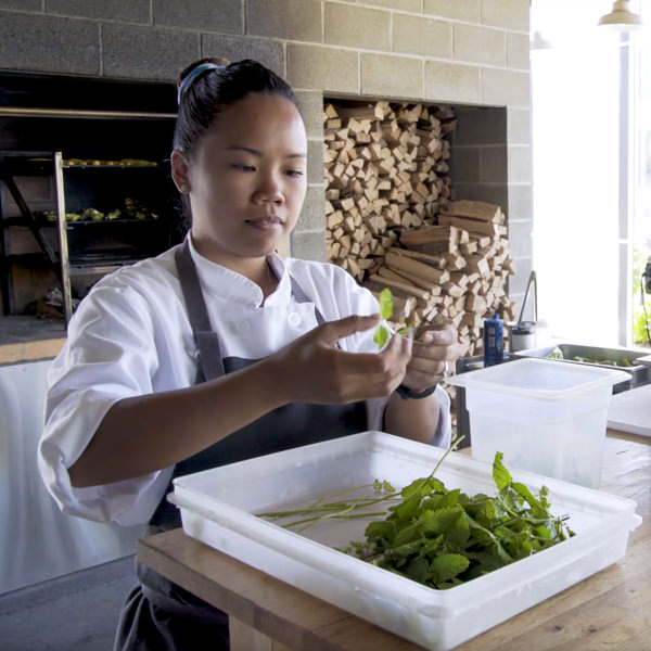 Jane Sacro, STLCC Alumni prepares food at Vicia